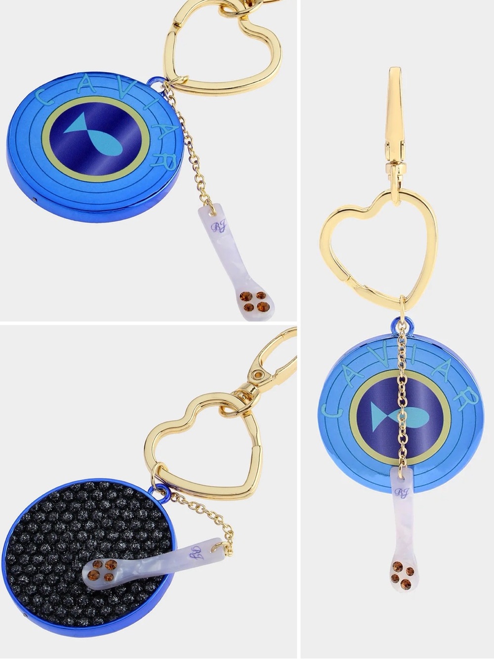 BETSEY JOHNSON CAVIAR BAG CHARM BLUE NEW WITH TAGS NWT NEW IN BOX NIB KITSCH